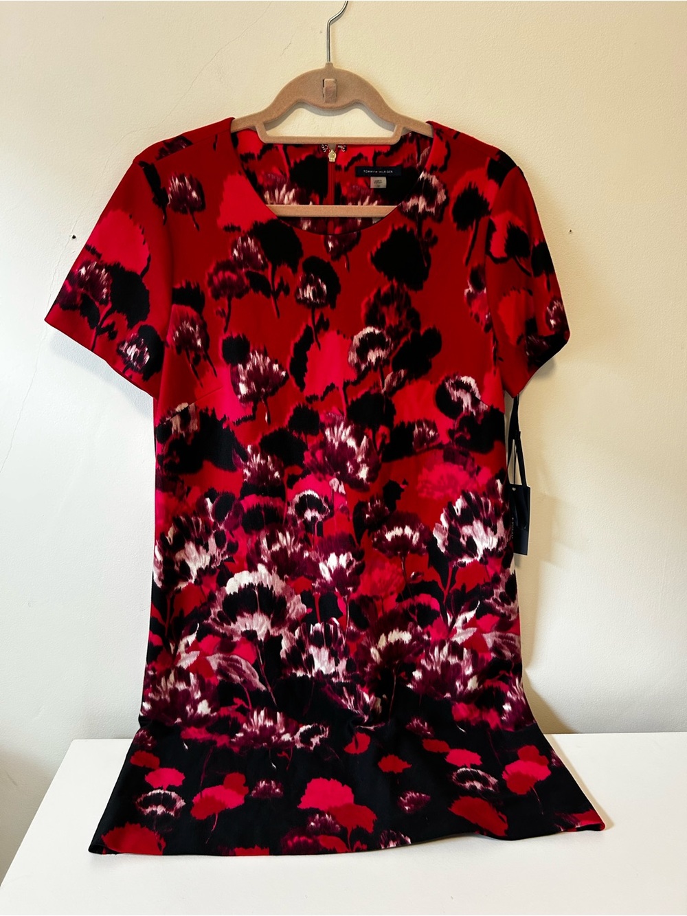 Tommy Hilfiger Red, Black and Pink Floral Midi Dress